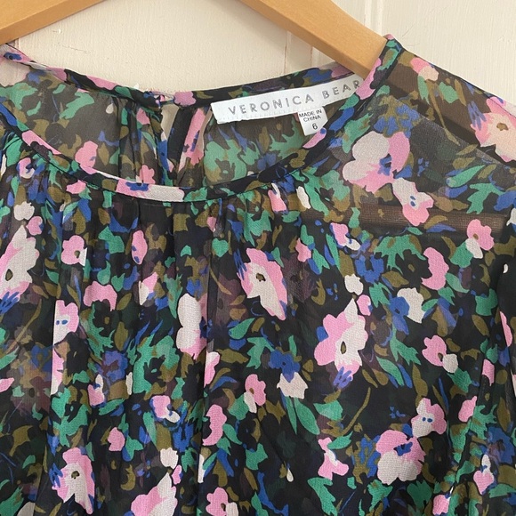 Veronica Beard Maxi Sheer Naomi Floral Silk Dress with Black Slip RARE - Picture 5 of 9